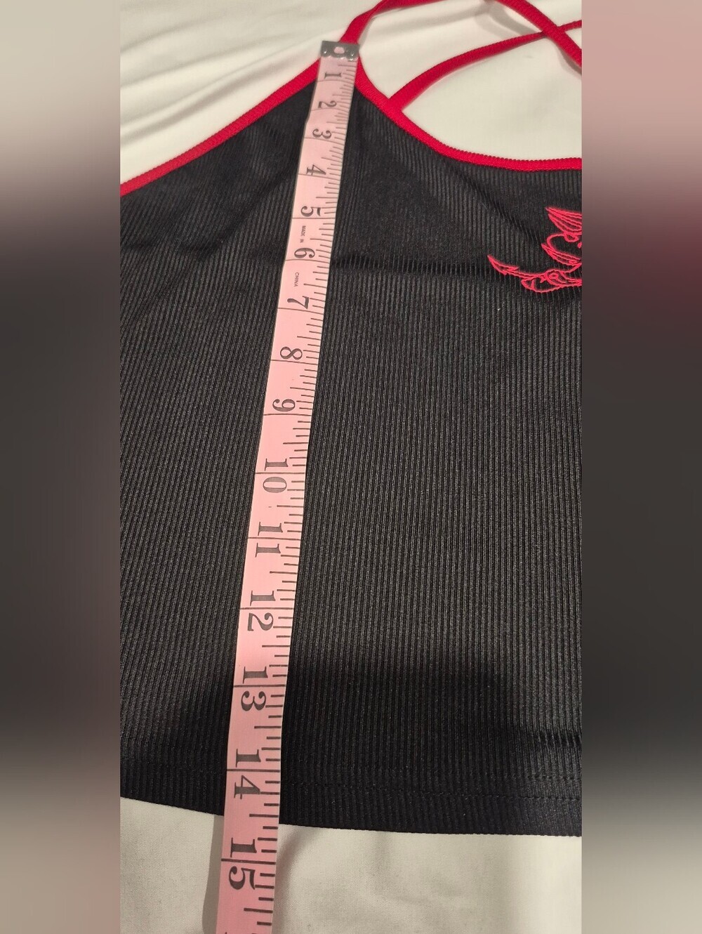 SHEIN Black Crop Tank with Red Trim and Graphic( Box C) - Picture 4 of 4
